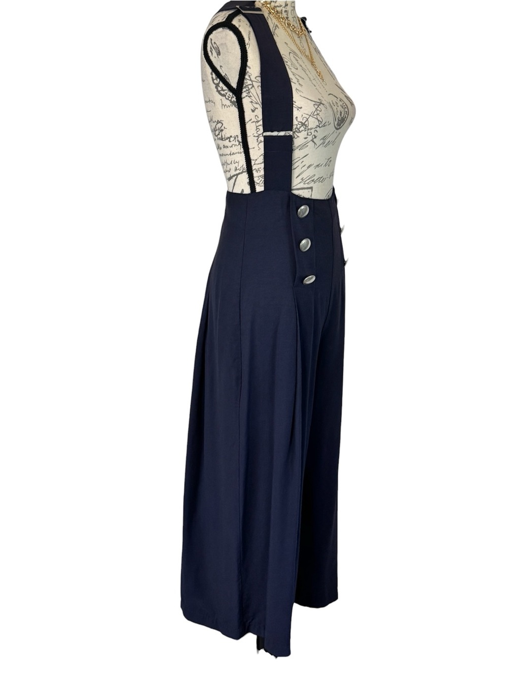 Vintage NINA K Wide Leg Overall/Navy Blue/Size 12 - Picture 4 of 7